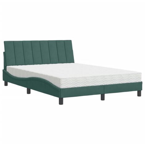 vidaXL Letto con Materasso Hanko Verde Scuro 120x200 cm in Velluto