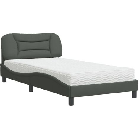 vidaXL Letto con Materasso Hvar Grigio Scuro 100x200 cm in Tessuto