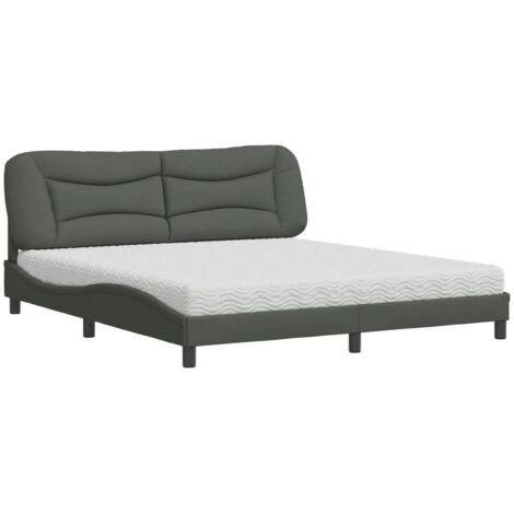 vidaXL Letto con Materasso Hvar Grigio Scuro 180x200 cm Tessuto