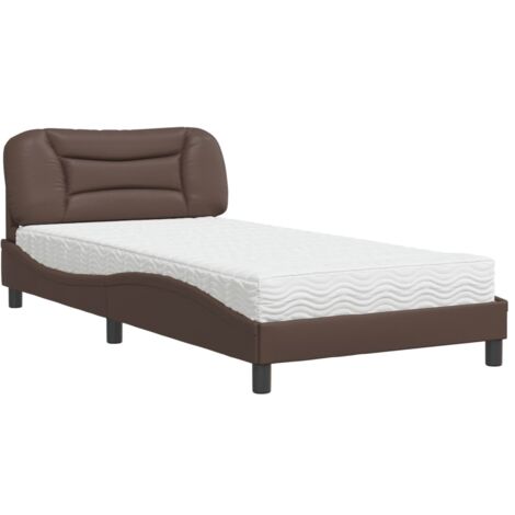 vidaXL Letto con Materasso Hvar Marrone 100x200cm in Similpelle