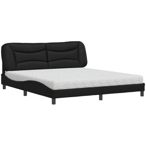 vidaXL Letto con Materasso Hvar Nero 180x200 cm in Similpelle