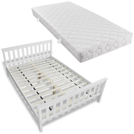 vidaXL Letto con Materasso in Massello di Pino 140x200 cm
