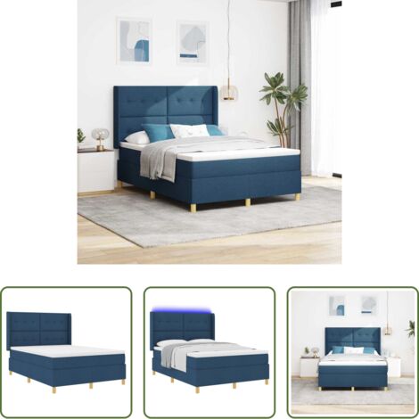 vidaXL Letto con materasso -  Letto a molle con materasso Blu 140 x 190 cm Tessuto