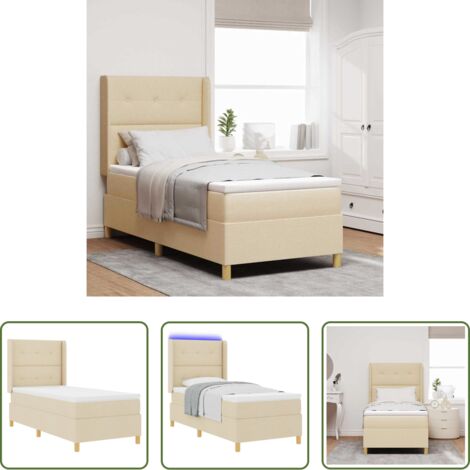 vidaXL Letto con materasso -  Letto a molle con materasso Crema 140 x 190 cm Tessuto