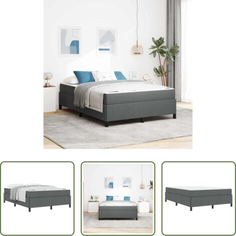 vidaXL Letto con materasso -  Letto a molle con materasso Grigio scuro 140 x 190 cm Tessuto