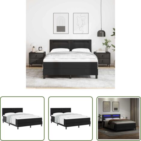 vidaXL Letto con materasso -  Letto a molle con materasso Nero 140 x 190 cm Pelle sintetica
