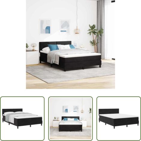 vidaXL Letto con materasso -  Letto a molle con materasso Nero 140 x 190 cm Velluto
