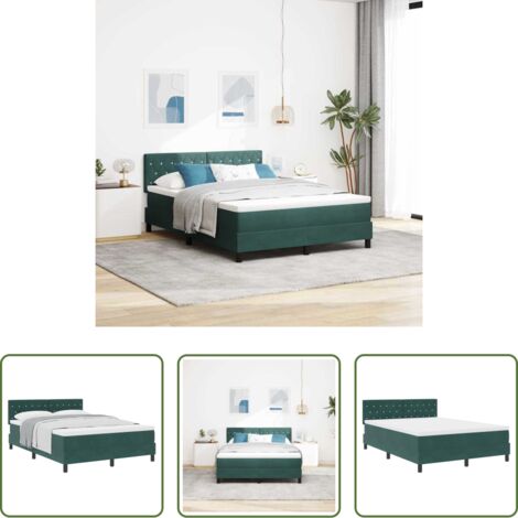 vidaXL Letto con materasso -  Letto a molle con materasso Verde Scuro 140 x 190 cm Velluto