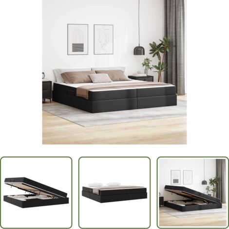vidaXL Letto con materasso -  Letto con contenitore e materasso 2 pcs Nero Pelle