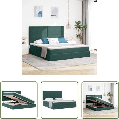 vidaXL Letto con materasso -  Letto con contenitore e materasso Verde Scuro 160 x 200 cm