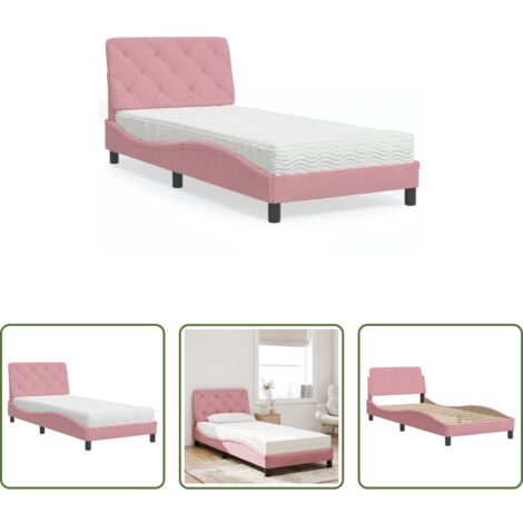 vidaXL Letto con Materasso -  Letto con Materasso Rosa 80x200 cm in Velluto