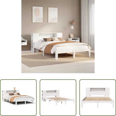 vidaXL Letto con materasso -  Letto Libreria senza Materasso Bianco 160x200 cm Legno di Pino