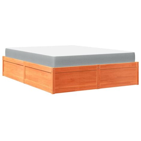 vidaXL Letto con Materasso Marrone Cera 160x200cm Legno Massello Pino