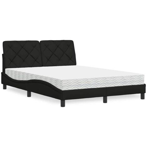 vidaXL Letto con Materasso Nero 120x200 cm in Tessuto