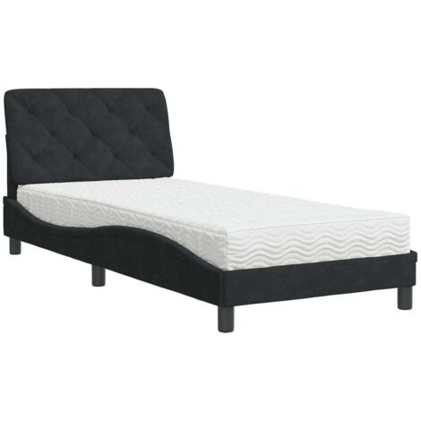 vidaXL Letto con Materasso Nero 90x200 cm in Velluto
