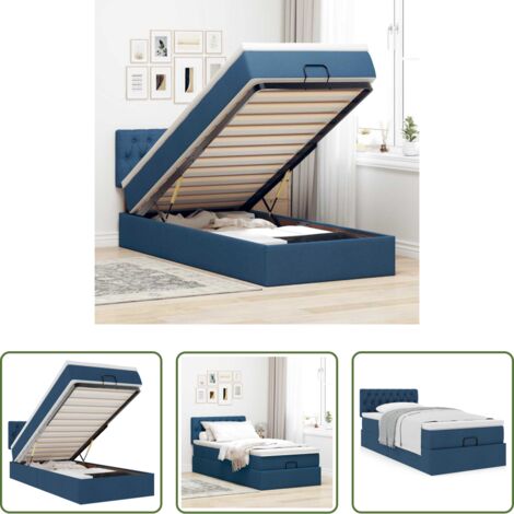 vidaXL Letto con materasso -  Pouf Letto con Materasso Blu 100x200 cm in Tessuto
