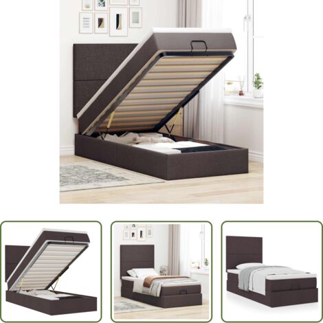vidaXL Letto con materasso -  Pouf Letto con Materasso Marrone Scuro 90x200 cm in Tessuto