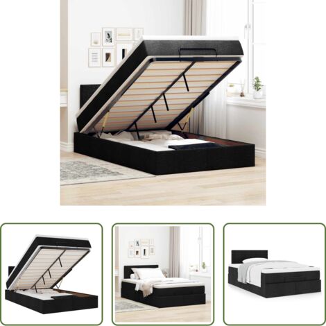 vidaXL Letto con materasso -  Pouf Letto con Materasso Nero 120x190 cm in Tessuto