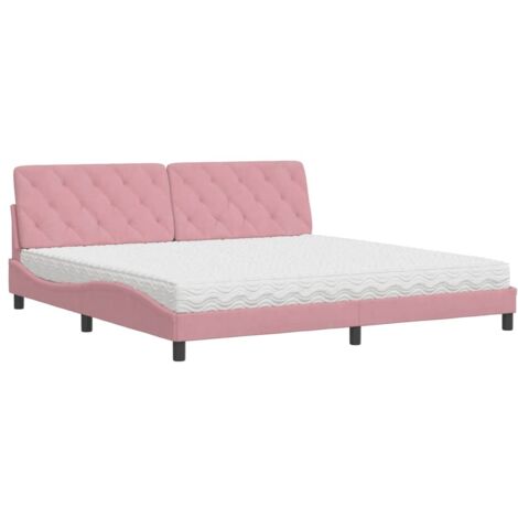 vidaXL Letto con Materasso Rosa 200x200 cm in Velluto