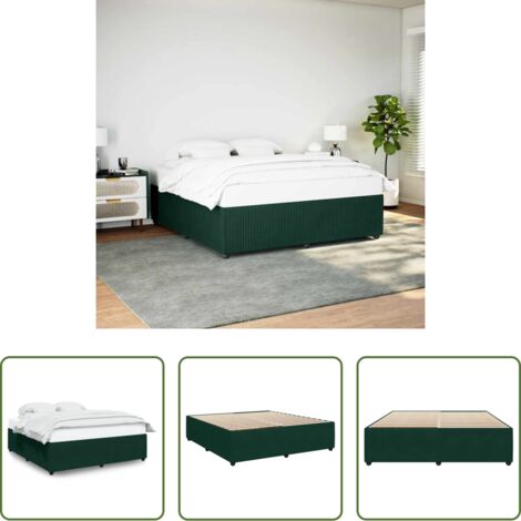 vidaXL Letto con piedi in legno -  Giroletto senza Materasso Verde Scuro 180x200 cm in Velluto