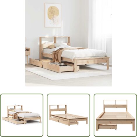 vidaXL Letto con piedini -  Giroletto con Libreria senza Materasso 75x190 cm in Legno Pino