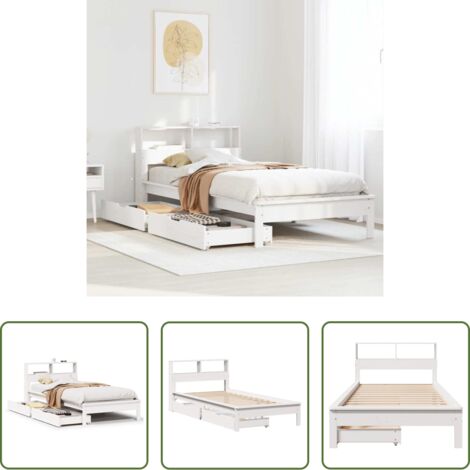 vidaXL Letto con piedini -  Letto Libreria senza Materasso Bianco 100x200 cm Legno di Pino