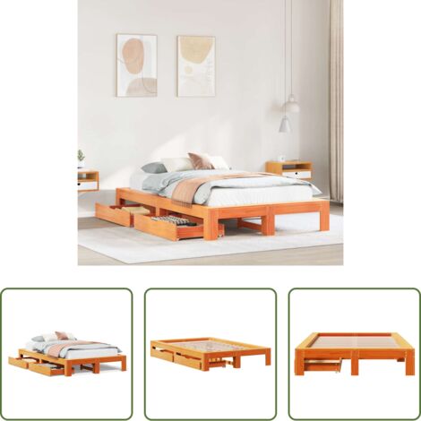 vidaXL Letto con rete a doghe -  Giroletto senza Materasso Marrone Cera 120x190 cm Legno di Pino