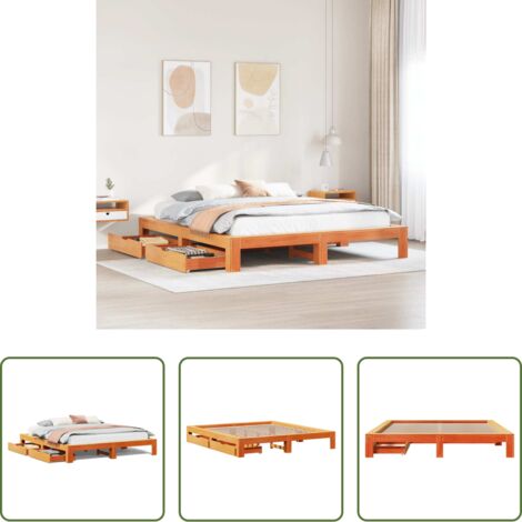 vidaXL Letto con rete a doghe -  Giroletto senza Materasso Marrone Cera 180x200 cm Legno di Pino