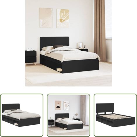 vidaXL Letto con rete a doghe -  Struttura del letto Nero 120 x 200 cm Pino massello