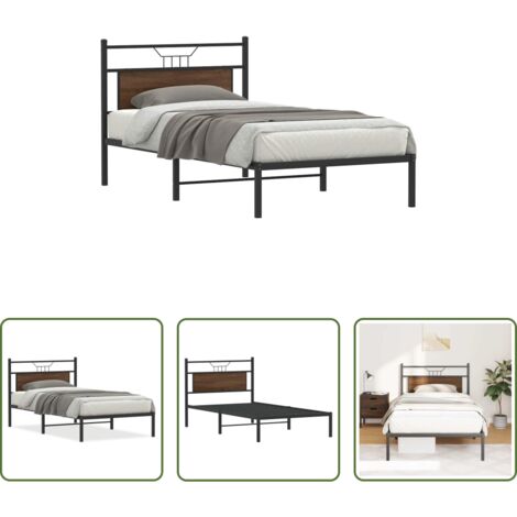 vidaXL Letto con rete -  Giroletto senza Materasso Rovere Marrone 100x200 cm Truciolato
