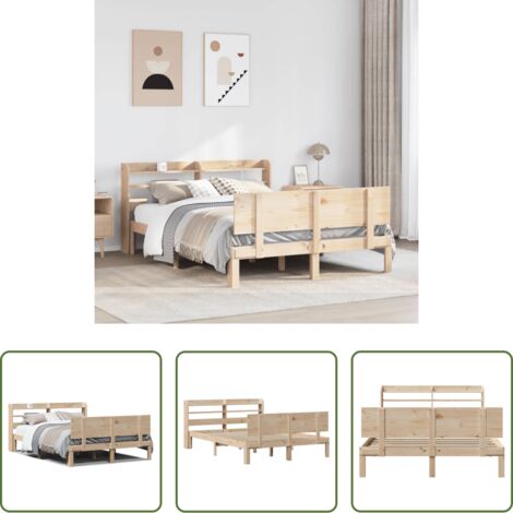 vidaXL Letto con ripiani -  Giroletto con Testiera 120x190 cm in Legno Massello di Pino