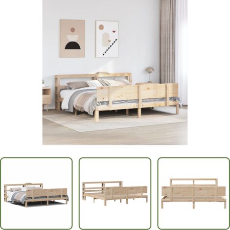 vidaXL Letto con ripiani -  Giroletto con Testiera 200x200 cm in Legno Massello di Pino