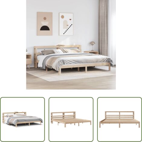 vidaXL Letto con ripiani -  Giroletto con Testiera 200x200 cm in Legno Massello di Pino