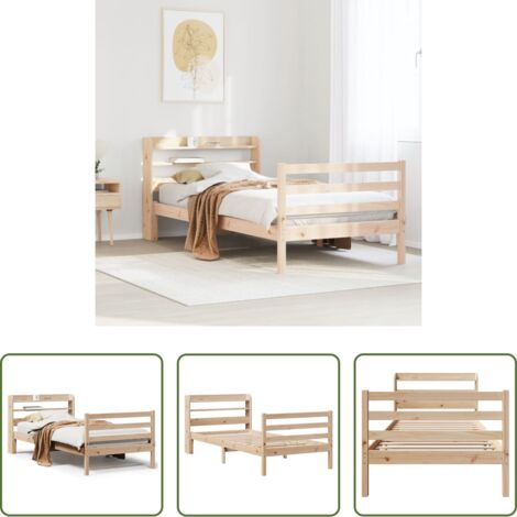 vidaXL Letto con ripiani -  Giroletto con Testiera 75x190 cm in Legno Massello di Pino