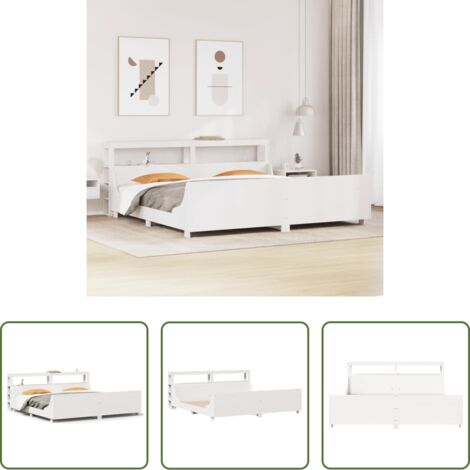 vidaXL Letto con ripiani -  Letto senza Materasso Bianco 180x200 cm Legno Massello di Pino