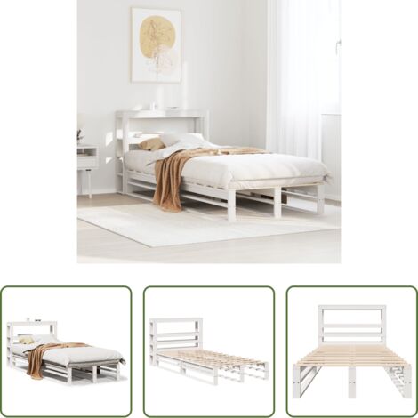vidaXL Letto con ripiani -  Letto senza Materasso Bianco 90x200 cm Legno Massello di Pino