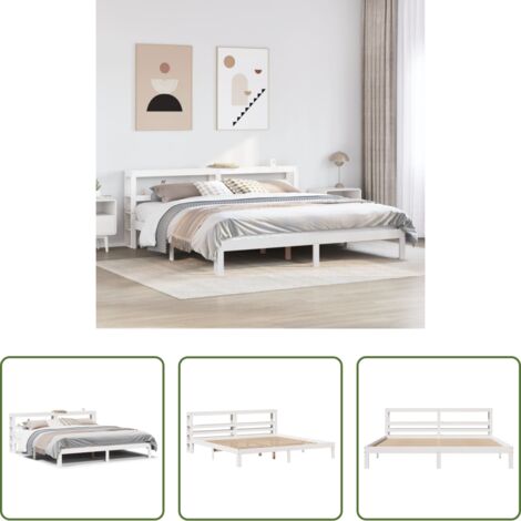 vidaXL Letto con ripiano -  Giroletto con Testiera senza Materasso Bianco 180x200 cm