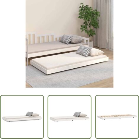 vidaXL Letto con ruote -  Letto senza Materasso Bianco 90x190 cm in Legno Massello Pino