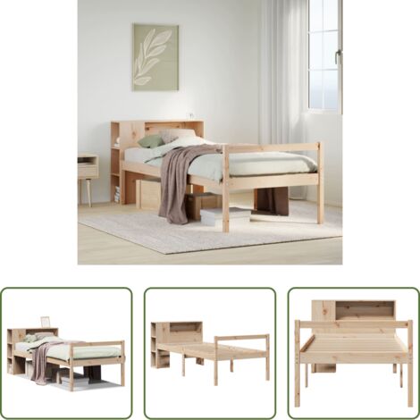 vidaXL Letto con scaffale -  Giroletto con Libreria senza Materasso 75x190 cm in Legno Pino