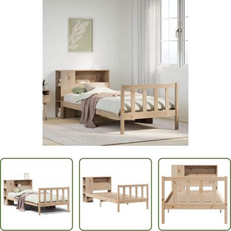 vidaXL Letto con scaffale -  Giroletto con Libreria senza Materasso 75x190 cm in Legno Pino
