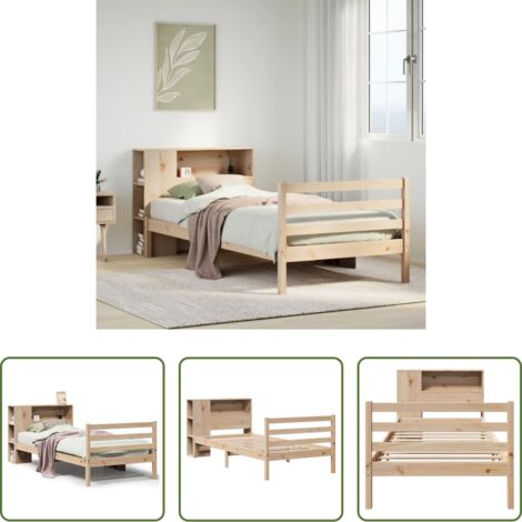 vidaXL Letto con scaffale -  Giroletto con Libreria senza Materasso 75x190 cm in Legno Pino