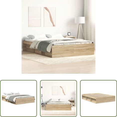 vidaXL Letto con scomparti -  Giroletto Rovere Sonoma 120x200 cm