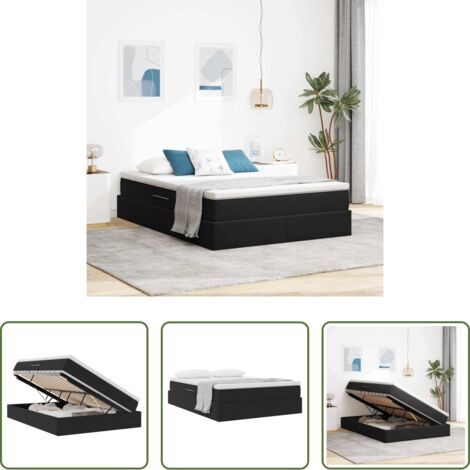 vidaXL Letto con sistema idraulico -  Letto con contenitore e materasso Nero 140 x 190 cm Velluto