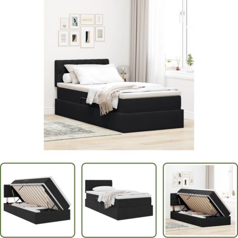 vidaXL Letto con sollevamento idraulico -  Letto con Contenitore con materasso Nero 100 x 200 cm Velluto