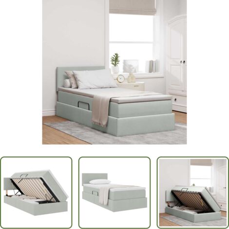 vidaXL Letto con sollevamento idraulico -  Letto con Contenitore Grigio chiaro 100 x 200 cm Velluto