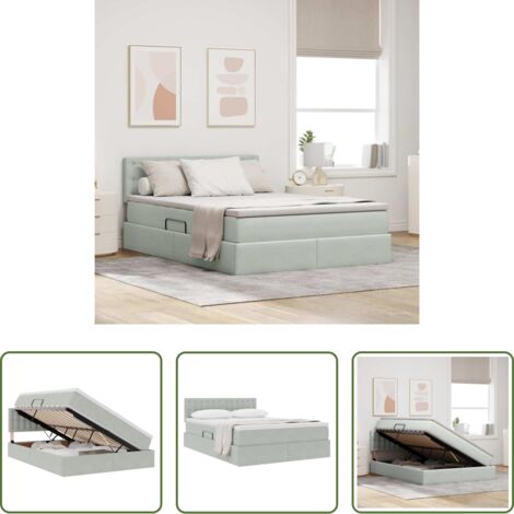 vidaXL Letto con sollevamento idraulico -  Letto con Contenitore Grigio chiaro 140 x 200 cm Velluto