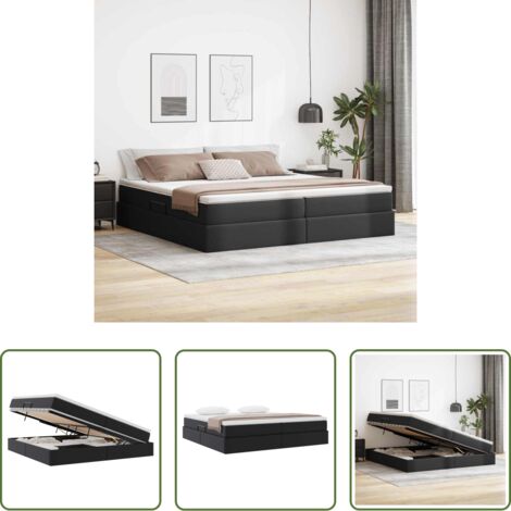 vidaXL Letto con spazio di stoccaggio -  Letto con contenitore e materasso Nero 200 x 200 cm
