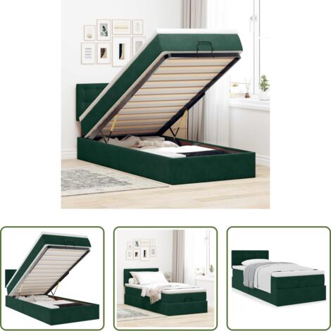 vidaXL Letto con spazio di stoccaggio -  Struttura Letto Pouf con Materasso 90x200 cm in Velluto
