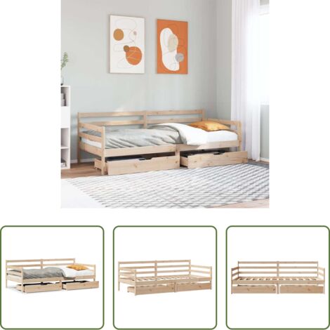 vidaXL Letto con sponde -  Dormeuse con Cassetti 90x190 cm in Legno Massello Pino
