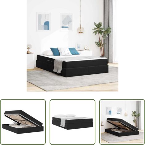 vidaXL Letto con stoccaggio -  Letto con contenitore e materasso Nero 140 x 190 cm Velluto